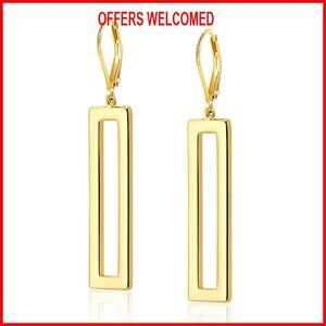 Sterling Silver Leverback Drop Earrings Hypoallergenic Geometric Dangle